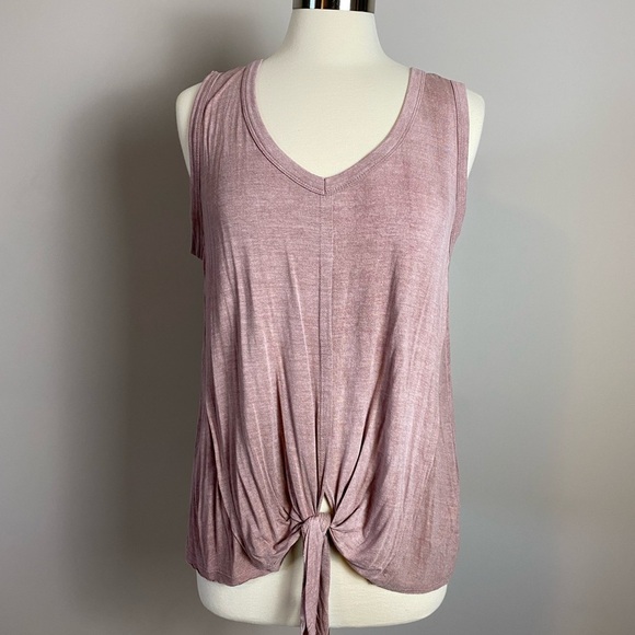 EUC Boutique x Royal & Reese Front Tie Sleeveless Tank Blouse Buttery Soft - Picture 1 of 8